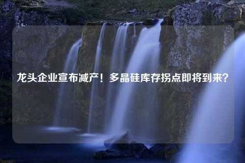 龙头企业宣布减产！多晶硅库存拐点即将到来？