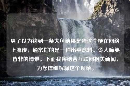 男子以为钓到一条大鱼结果是猪这个梗在网络上流传，通常指的是一种出乎意料、令人啼笑皆非的情景。下面我将结合互联网相关新闻，为您详细解释这个现象。