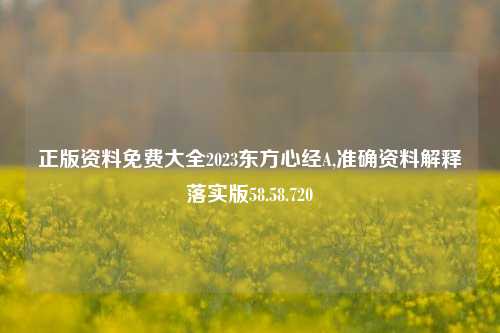 正版资料免费大全2023东方心经A,准确资料解释落实版58.58.720