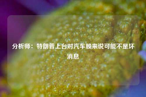 分析师：特朗普上台对汽车股来说可能不是坏消息