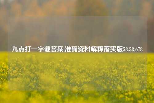 九点打一字谜答案,准确资料解释落实版58.58.678