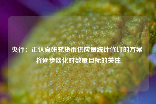 央行：正认真研究货币供应量统计修订的方案 将逐步淡化对数量目标的关注