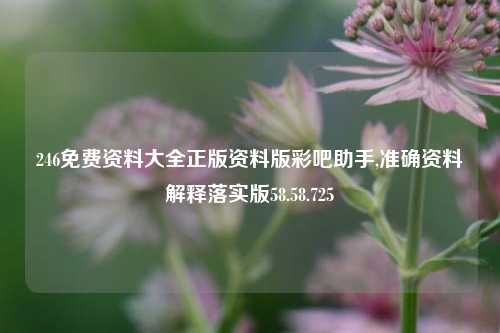 246免费资料大全正版资料版彩吧助手,准确资料解释落实版58.58.725