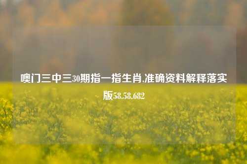 噢门三中三30期指一指生肖,准确资料解释落实版58.58.682