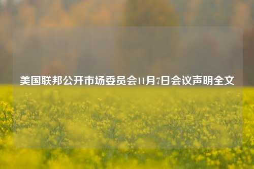 美国联邦公开市场委员会11月7日会议声明全文