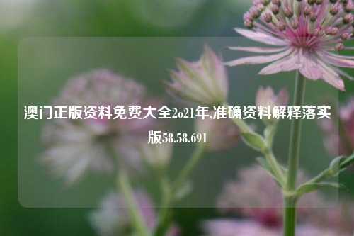 澳门正版资料免费大全2o21年,准确资料解释落实版58.58.691