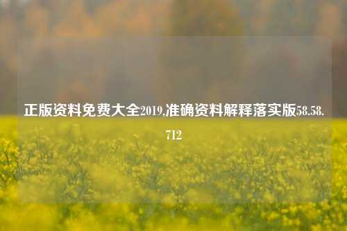 正版资料免费大全2019,准确资料解释落实版58.58.712