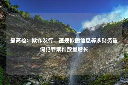 最高检：欺诈发行、违规披露信息等涉财务造假犯罪案件数量增长